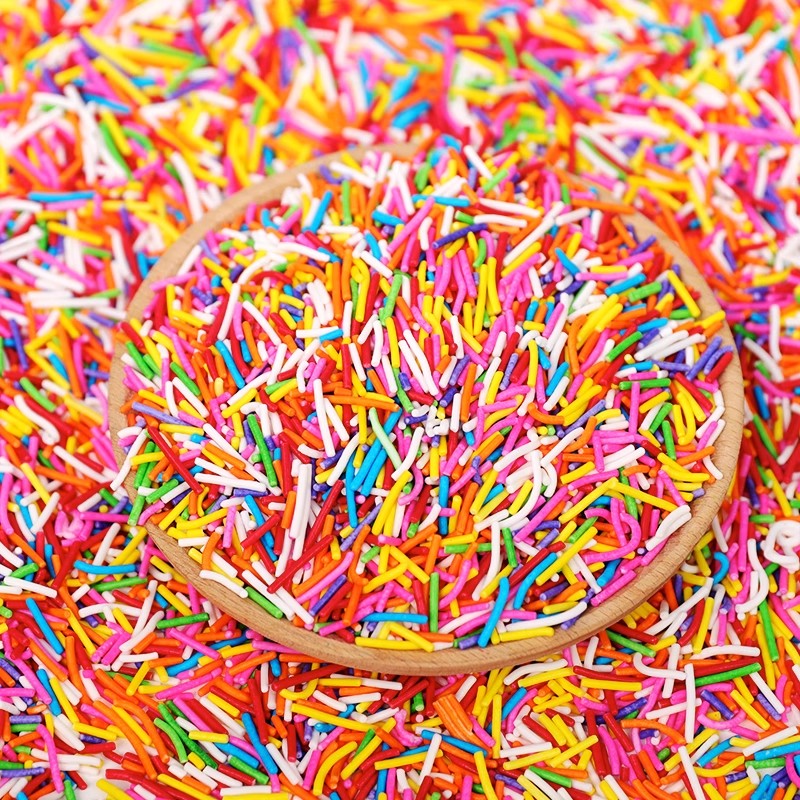 彩针巧克力彩糖针食用彩珠糖彩色摆件七彩生日蛋糕冰淇淋装饰500g