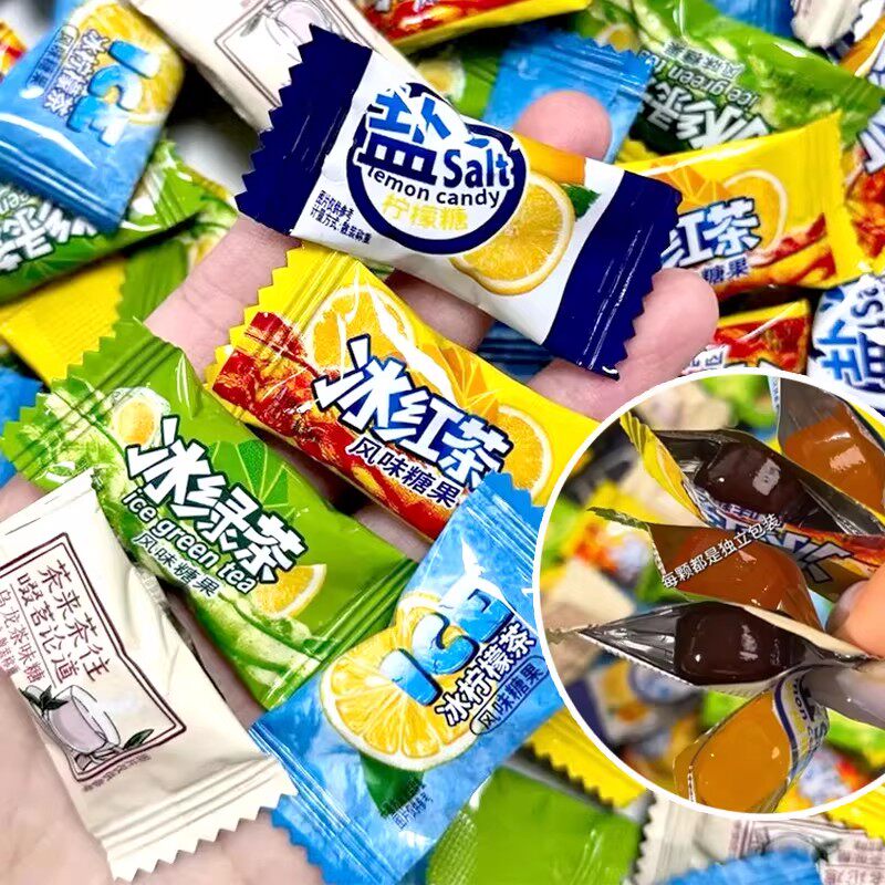 乌龙茶冰绿茶冰红茶冰柠檬茶怀旧清润糖独立包装茶香糖果零食散装