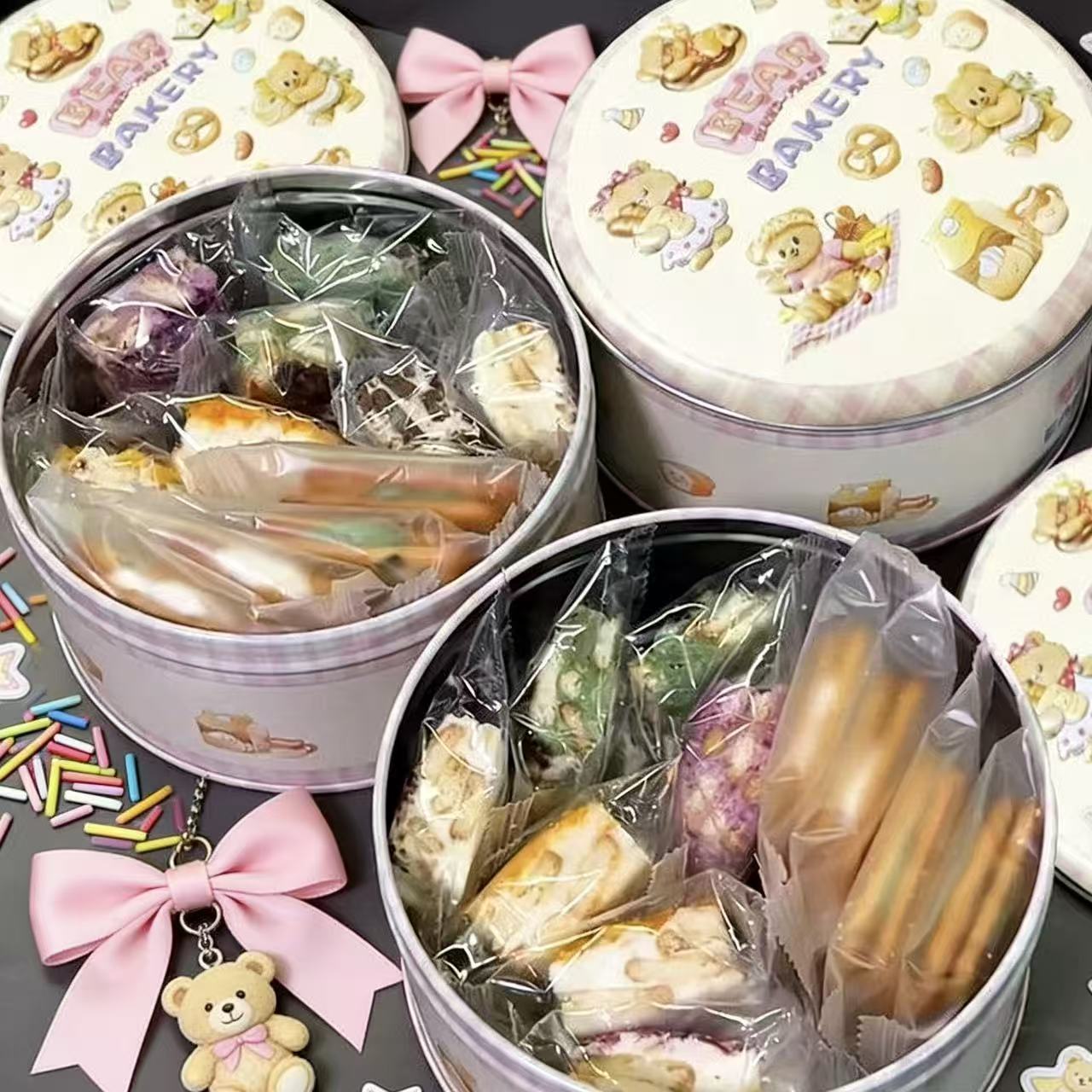小红书同款黄油小熊铁罐零食雪花饼干伴手情人节生日圣诞节小礼物
