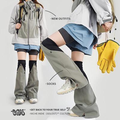 Solost 户外运动风防晒秋冬腿套针织拼接防水机能风y2k露营袜套