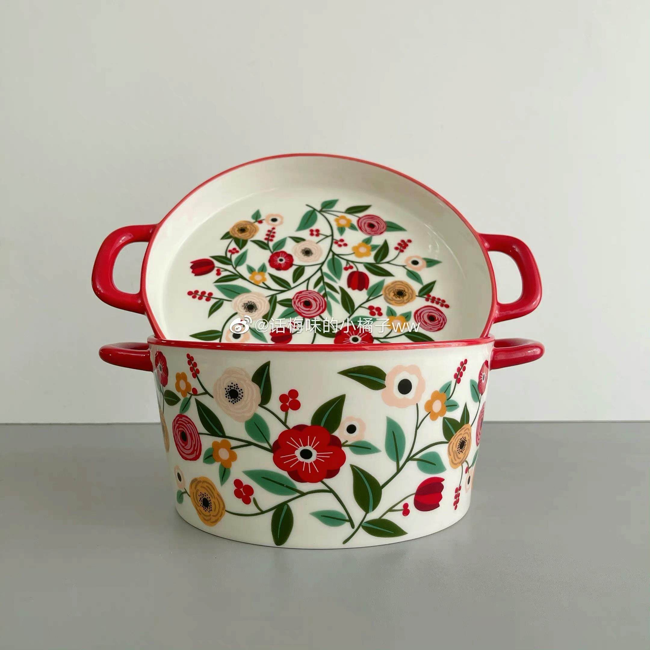 【官方直发】网易严选田园手绘2.1L盖盘大汤碗 炖肉碗 釉中彩陶瓷