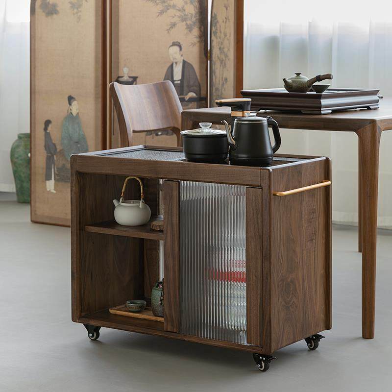 实木移动茶水柜黑胡桃木家用客厅沙发侧边柜烧水壶一体边几小推车,3C数码配件,USB多功能数码宝,淘宝优惠券,粉丝福利购,淘宝优惠卷