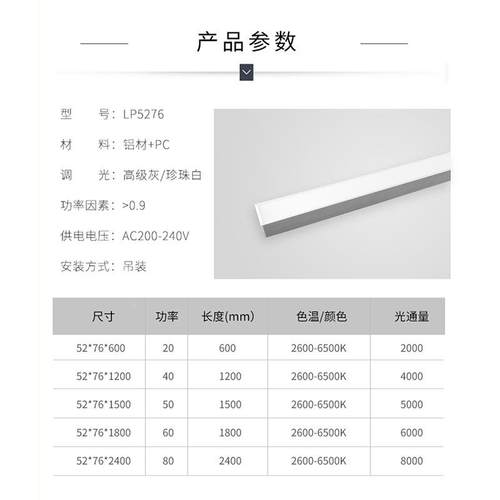 厂家直10180销无缝隙对线接拼接线条灯led大80功率20w4w60w0w吊装