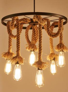 美式艺复古客厅餐厅TS001简约现代时尚业创术个性卧室意麻绳灯工