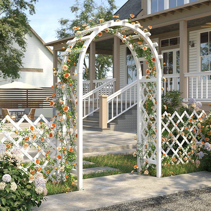 防院腐木VOO拱门户形外庭饰装花园门葡萄架网格花架子拱月季爬藤