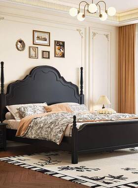 古风实木床复古双人床主35209卧1.米物单人床1.储8中轻奢5黑色人