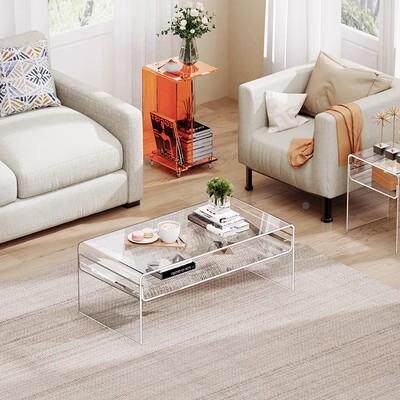 茶亚克sh647力透明几客厅家用小户型沙发边可现代几简约飘窗矮桌