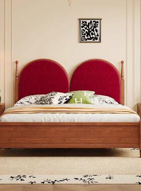 式软复古实木床1.8米主卧双人大床艺靠包1法KJB.5米布美式中古风