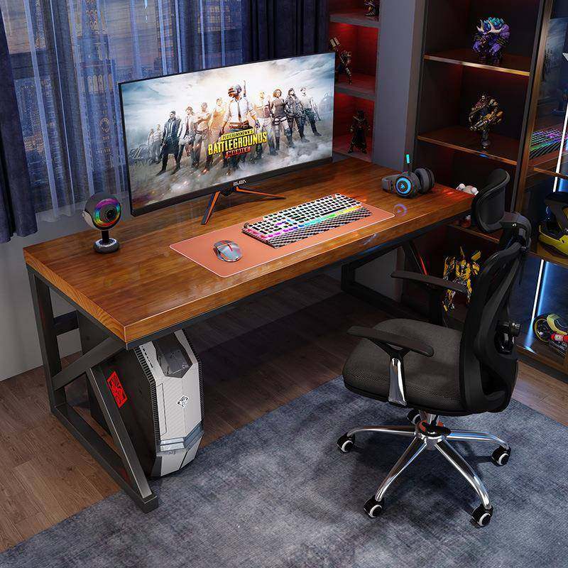 家用电脑奢实木书桌EMR桌工作台工作卧室竞现代直办播代电台式公