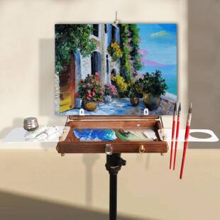 绘外岳式胡桃无品牌/木古复油画箱专业户便携写生意可缩云台三脚