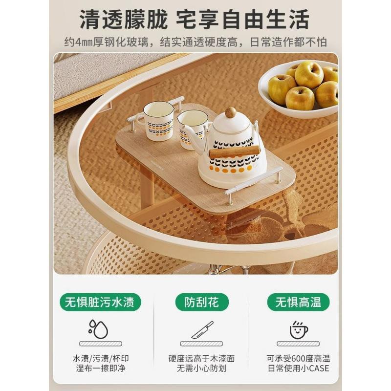 油风小茶几边几客可移动小型户沙发边柜奶简约网红带轮厅茶几IPK