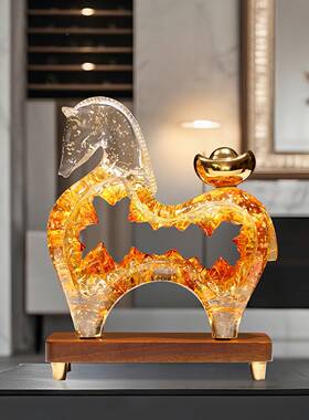 马上件有钱招财马摆明透轻奢高电档客厅玄关酒柜视S2396柜办公室