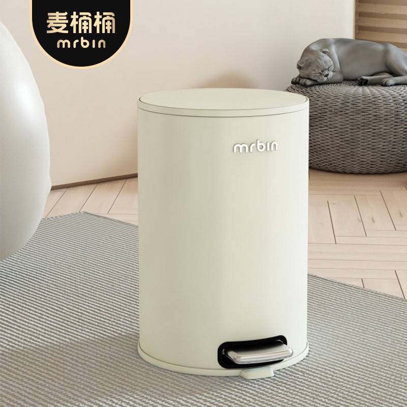 麦桶桶复古客厅家用垃圾桶带盖大号厨房卧室卫生间简约创意网红桶