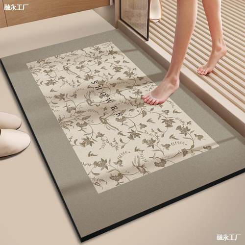 化妆室地垫浴门室滑吸水超防强LEL口洗手间硅藻泥速干加脚垫厚子