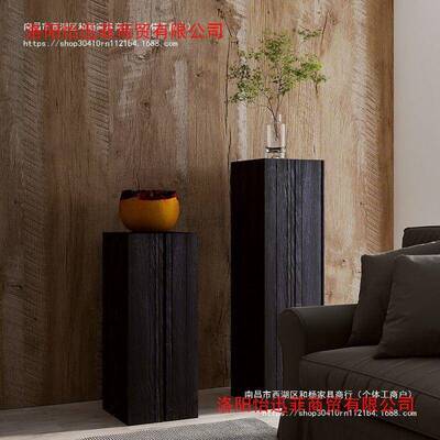 和杨酒雕店摆件木仿古木凳实子墩碳化木黑色71439木墩木茶几凳方