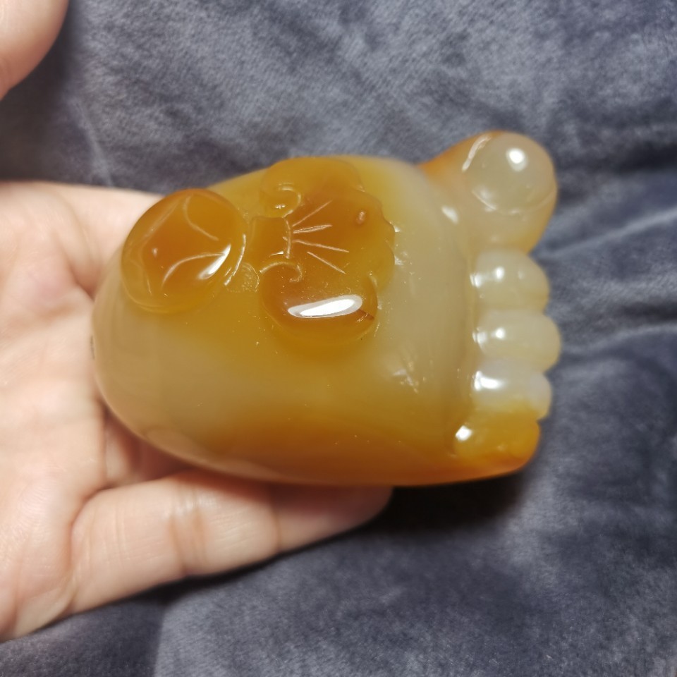 巴西玛瑙手把件 小脚把件