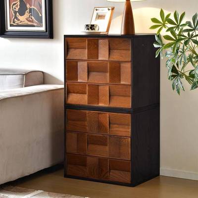 中古风实木听音柜UVN自由组合柜厅客沙发用边几家落地收斗柜餐纳