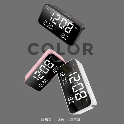 能床头闹面钟8801-2大尺寸镜充电式音数字电子钟静智音声乐控聪明