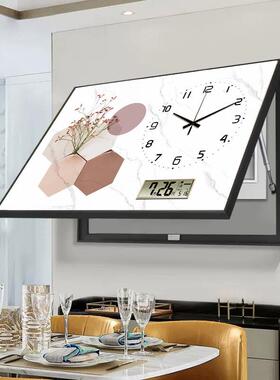 万年历电TYL表箱装饰画带钟表免打孔配电箱挡箱新花卉电清钟遮挂