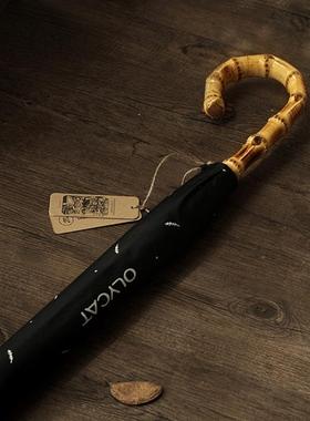 OL士YCAT长直柄8骨古伞藤竹C6弯手柄复男商务伞雨加大抗风结实耐