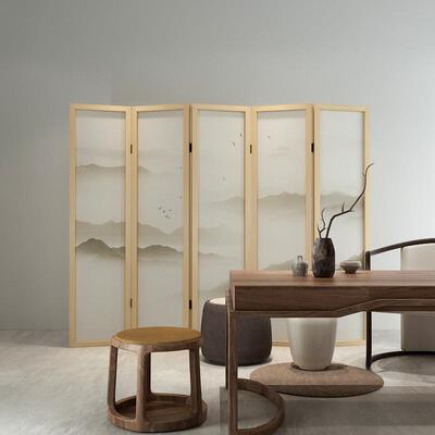 新中山式叠现代简约屏风隔断客厅可动入户折遮74695挡移茶室装饰