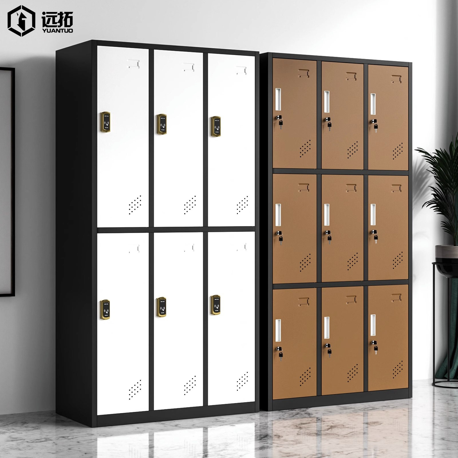 铁皮员工更衣柜健身房带电子感应锁储物柜子浴室换衣寄存包柜智能