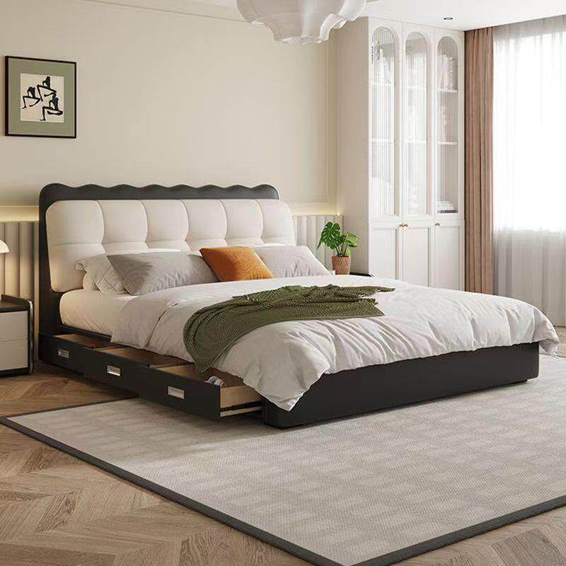 双法式云简朵泡芙皮艺无品牌/床人主卧皮床软靠床约环保床婚厂床