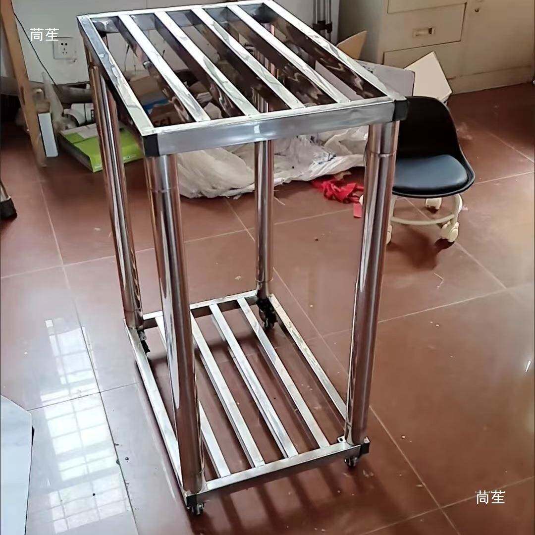 不锈钢鱼缸置物小架花架子推t$*&lzny车动带轮移底座庭院盆放景架