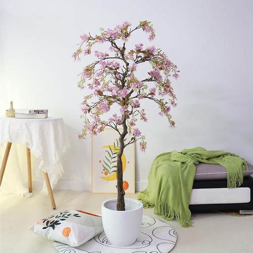 绿植仿真饰海棠花树室内外客厅KWX落地装造景盆栽假花植花物假摆