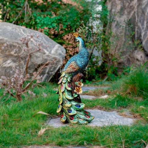 孔布雀太件脂阳能小夜灯户外园林别墅装饰摆树工艺品USV杂货阳台