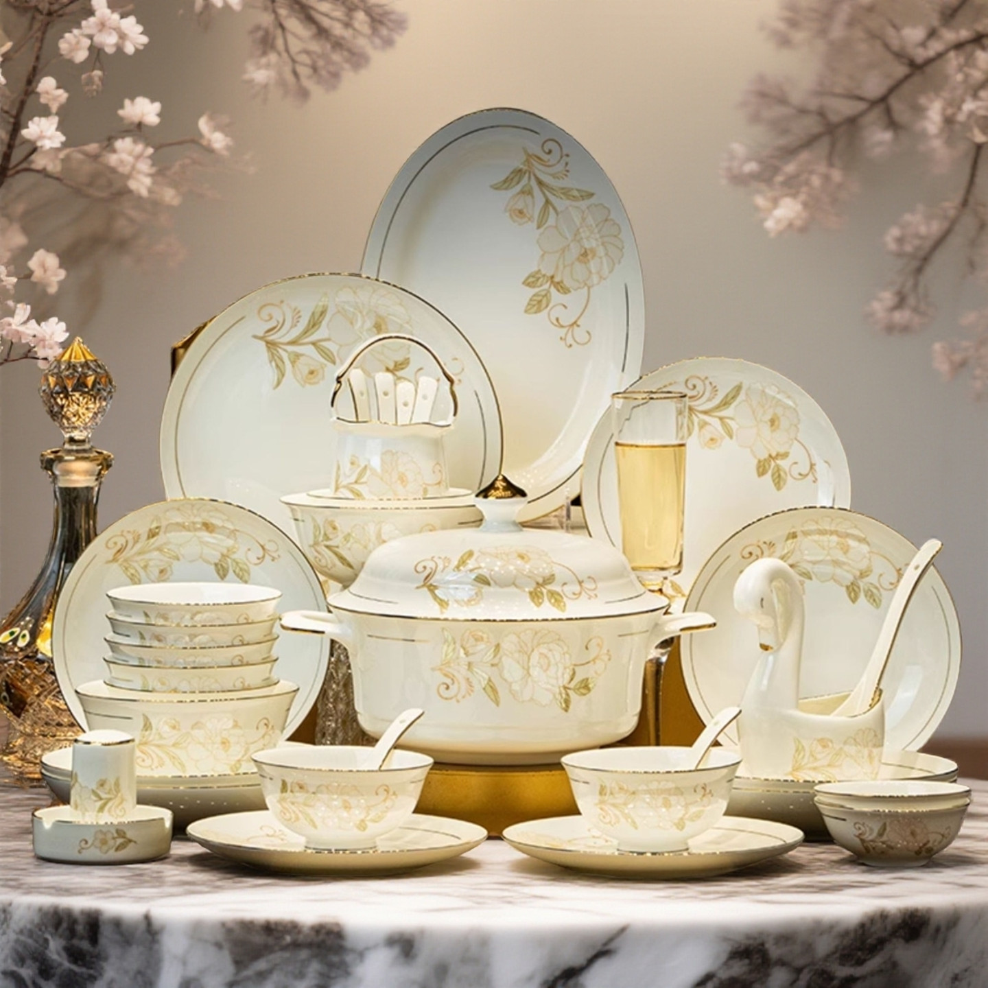 碗碟套装家用2025新款轻奢高级感景德镇骨瓷餐具碗盘乔迁送礼碗筷