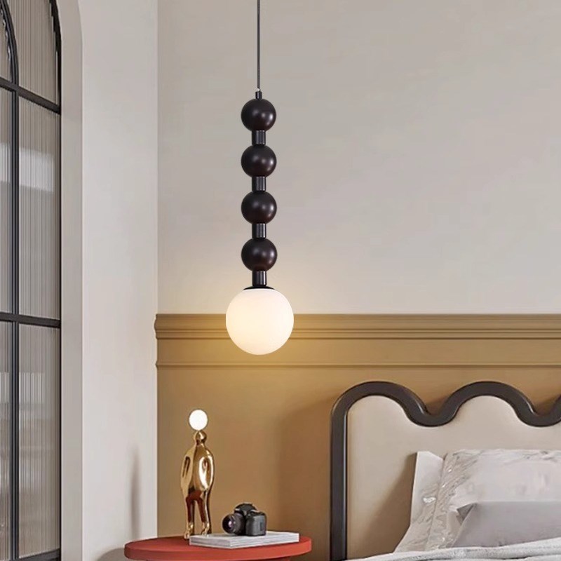 法式中古风床头吊灯美式复古房间卧室客厅背景墙灯实木小吊灯