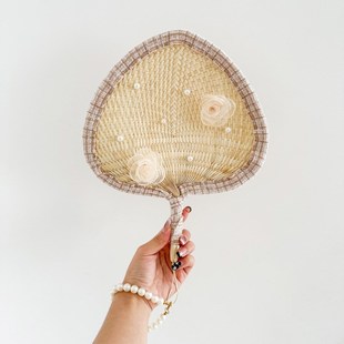 girls便携珍珠链手摇纳凉 夏季 手工蒲扇粉嫩系少女心钻Romance