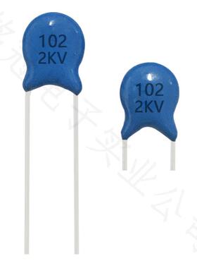 陶瓷高压瓷片2000V102K 瓷片电容 2KV102M 1NF 0.001UF 蓝色