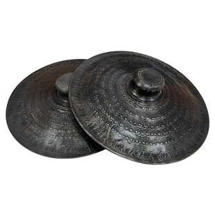 33CM铙钹大铜镲锣鼓钗 老式 青铜纯铜手工闭口大铙大手柄铜铙27