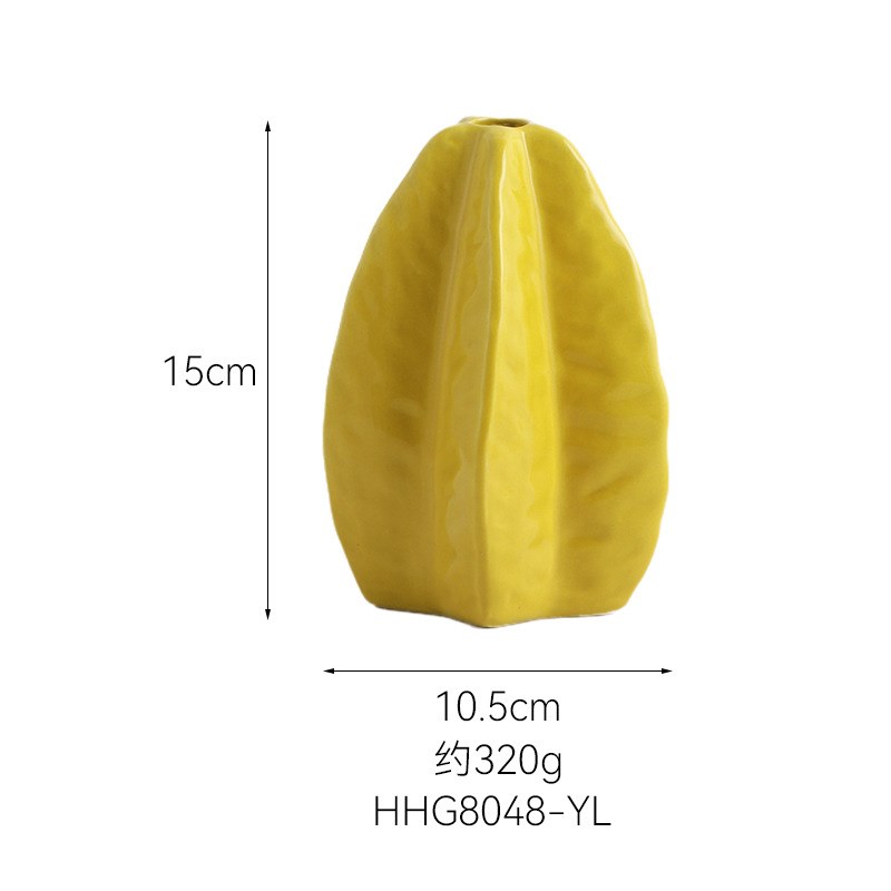 创意仿真杨桃陶瓷花瓶水果家居客厅餐桌工艺品花插茶几摆件装饰品