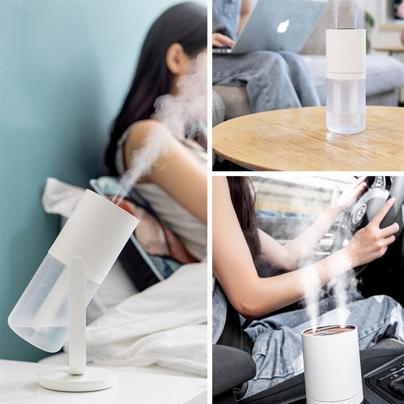 学生宿舍双喷可调节角度大雾量加湿器 充电桌面无线空气补水仪