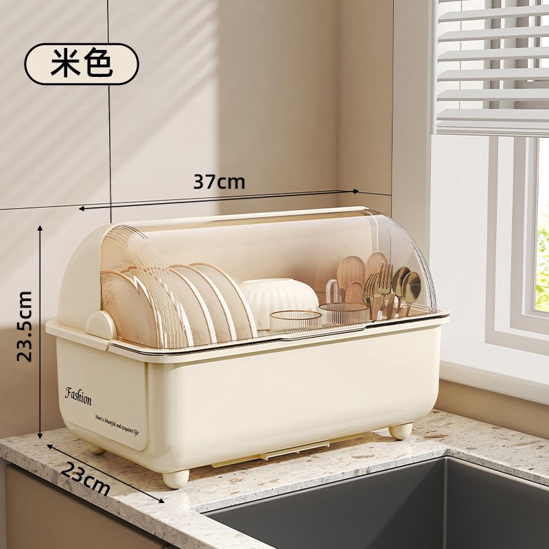 碗筷收纳盒放碗碟架厨房家用装盘多功能沥水置物架子防尘台式碗柜