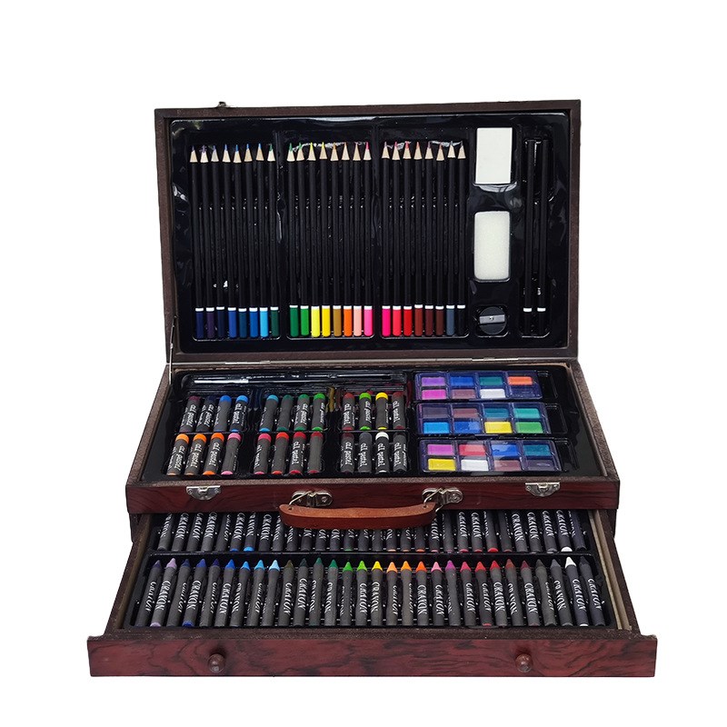 140木盒彩铅蜡笔绘画套装儿童小学生学习用品油画棒套装 画笔套装