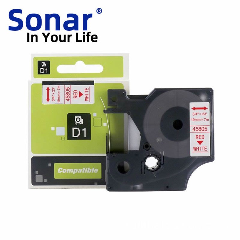 适用于DYMO标签机45804盒带 19mm 白底蓝字D1 不干胶标签带打印纸