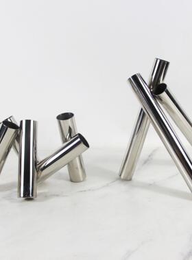 现代不锈钢管镜面花器摆件样板间客厅玄关创意三脚架干花插