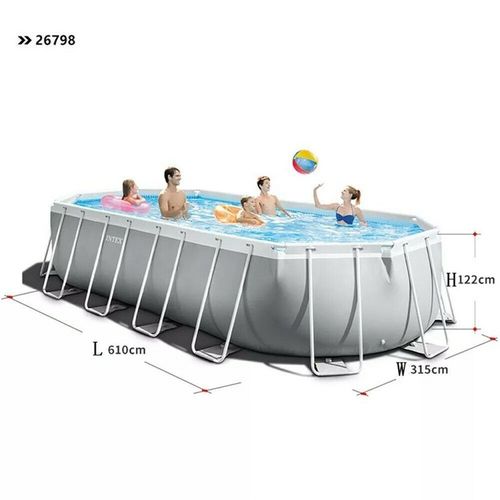INTEX 26798 6米椭圆管架水池套装 家庭游泳池加厚户外聚会戏水池