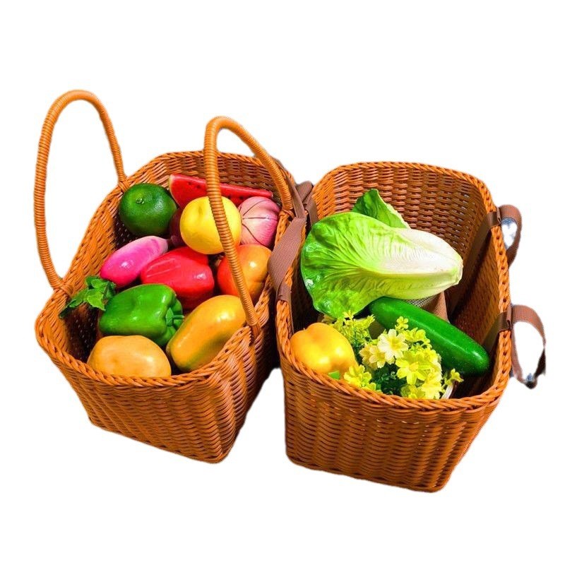 手工编织菜篮子时尚购物篮手提篮宠物篮水果洗澡采摘篮买菜篮家用