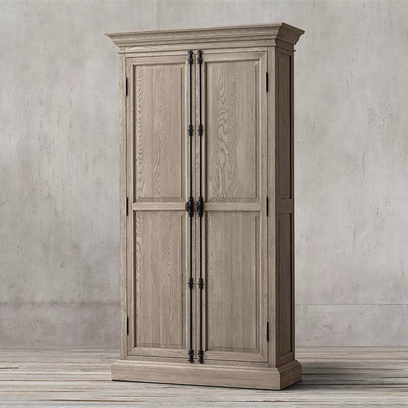 美式乡村家具 法式复古实木雕花衣柜 仿古做旧装饰柜餐边柜储物柜