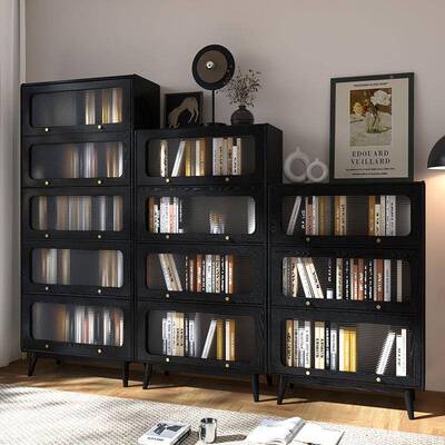 实木书柜橡木中复古DGP色古立柜美式法式书全架客厅家居防尘储物