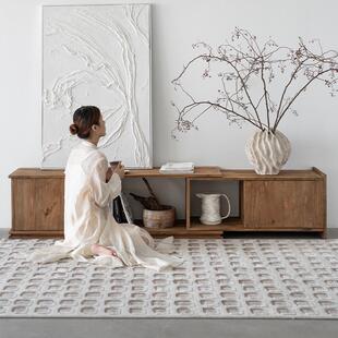 润复家家居古实木电视柜客h厅家用美式可985伸缩简约落式储地物收