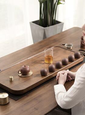 条实木茶盘家用简小约轻奢现代沥水盘cp#35935一简屉易茶海型抽储