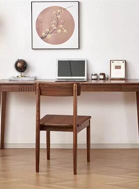 北美黑胡桃木书桌实电脑桌窄小户型写DHD字台梳妆木台橡木公桌办