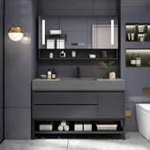 岩石体实木浴室卫柜组合智能现代简约一洗67199手池洗脸镜生间洗