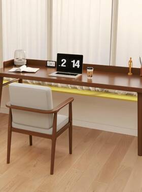 低实木飘户窗GED书挡板双人长条桌高脚窗台小型长短桌腿电脑桌